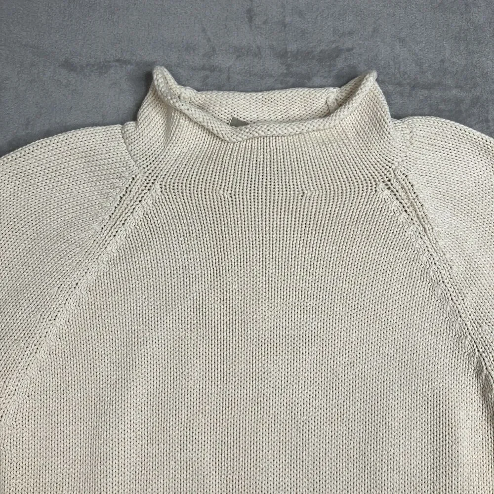 J Crew 1988 Rollneck Sweater Mens L Cream Cotton Preppy Coastal BW186‎